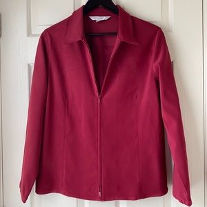 Petite Red Velour Zip Lightweight Jacket
